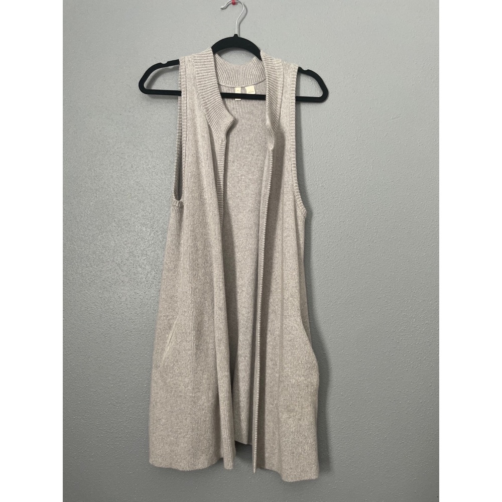 Anthropologie Moth Long Grey Sweater Vest with Pockets, M